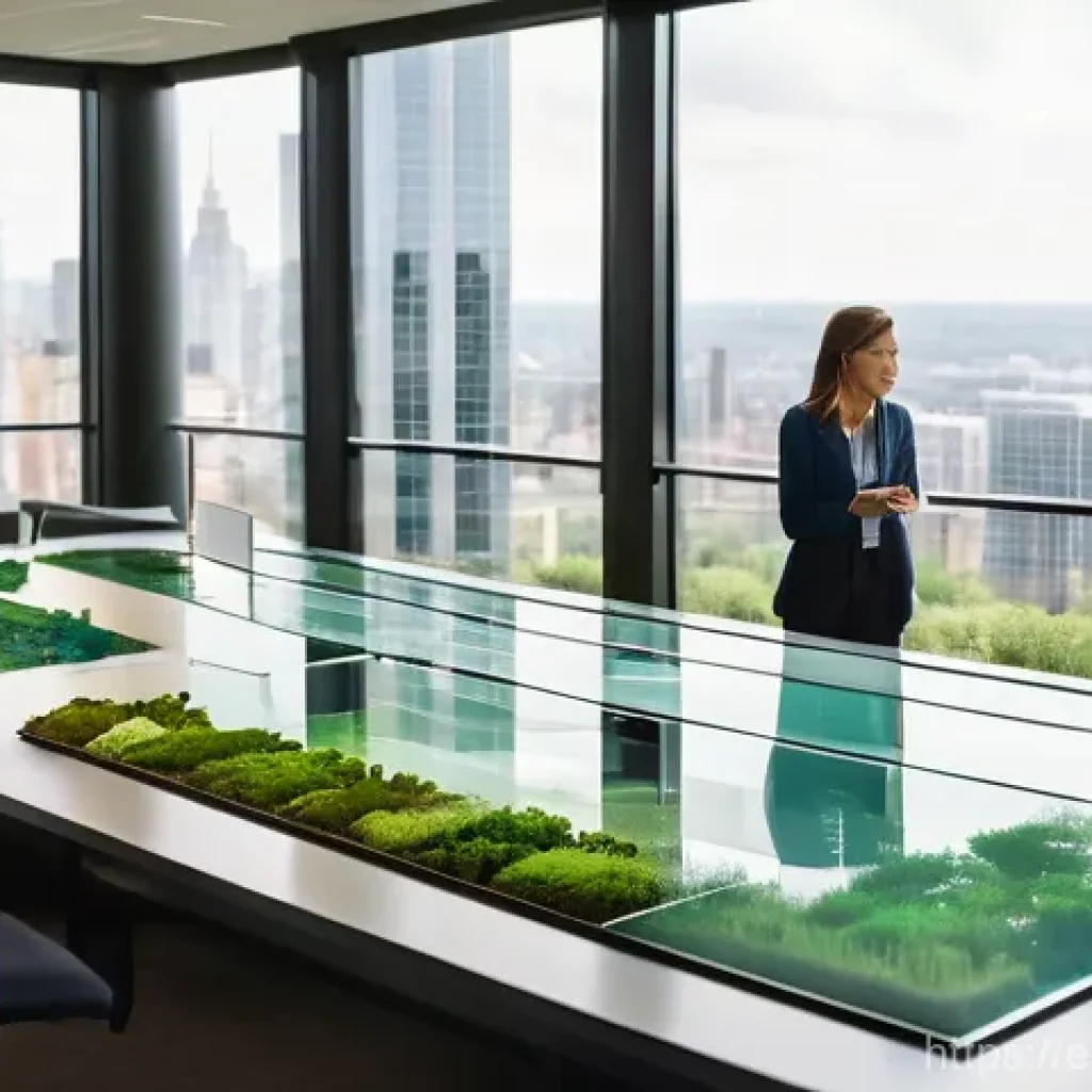 환경 자격증 공부 시간표 - **LEED Green Associate in a Sustainable Office:**
    A vibrant, modern office interior with abundan...