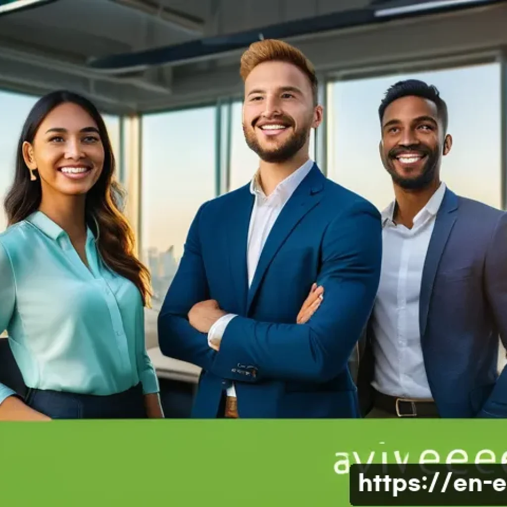 환경분야 자격증 취득 이유 - A vibrant and aspirational scene depicting a diverse group of young professionals, dressed in smart,...