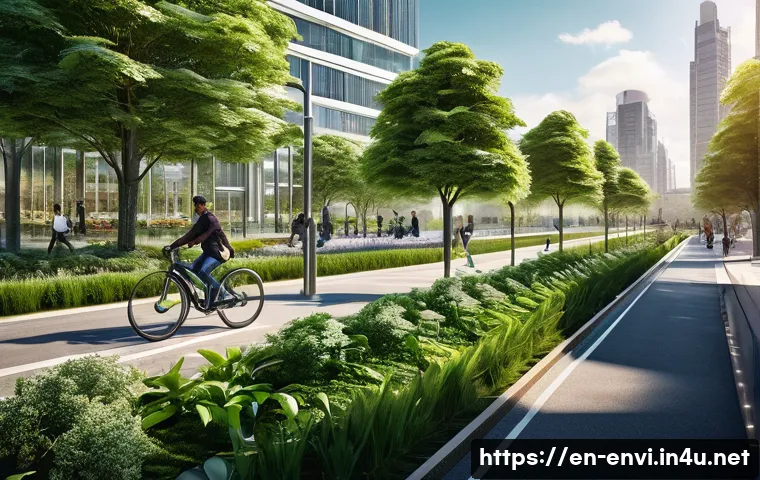 환경 직업군별 업무 사례 - **Sustainable Urban Future:** A panoramic view of a futuristic, eco-friendly metropolis at dawn. The...